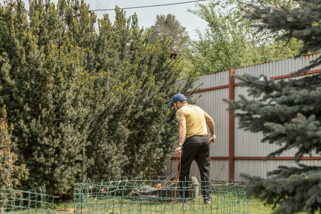 Residential Lawn Mowing As Part Of Spring Cleanup
