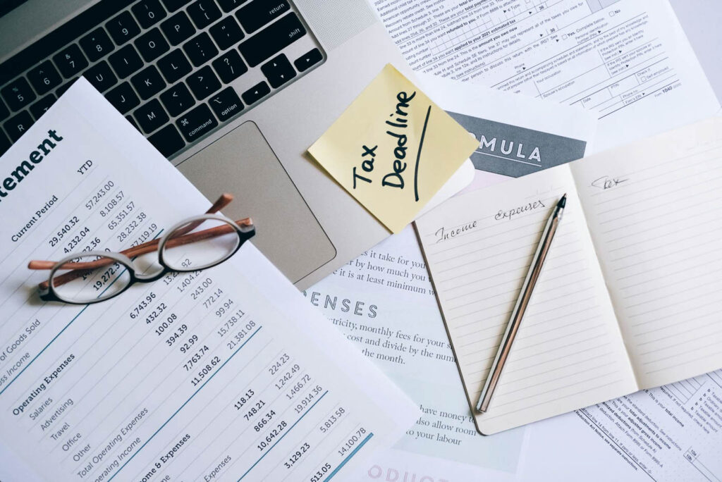 Tax Deadline Note With Financial Documents