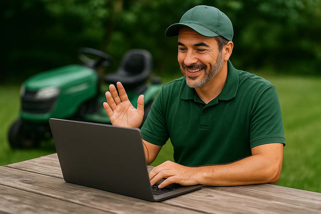Landscaper On Laptop Call Landscaper On Laptop Call